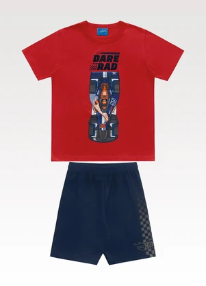 Fakini Kids - Conjunto Camiseta/Bermuda Hot Wheels Vermelho - FAKINI KIDS