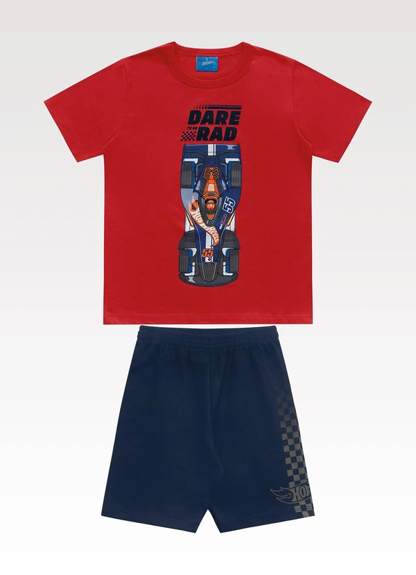 Fakini Kids - Conjunto Camiseta/Bermuda Hot Wheels Vermelho