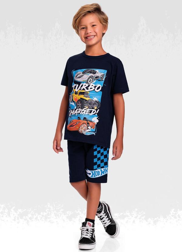 Hot Wheels - Conjunto Camiseta/Bermuda Hotwheels Azul 1