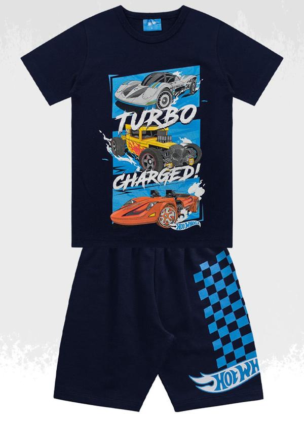 Hot Wheels - Conjunto Camiseta/Bermuda Hotwheels Azul 3