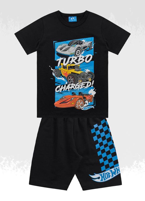 Hot Wheels - Conjunto Camiseta/Bermuda Hotwheels Preto