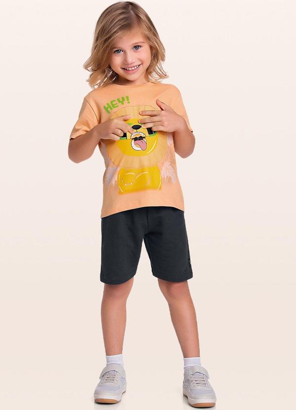 Fakini Kids - Conjunto Camiseta/Bermuda Laranja