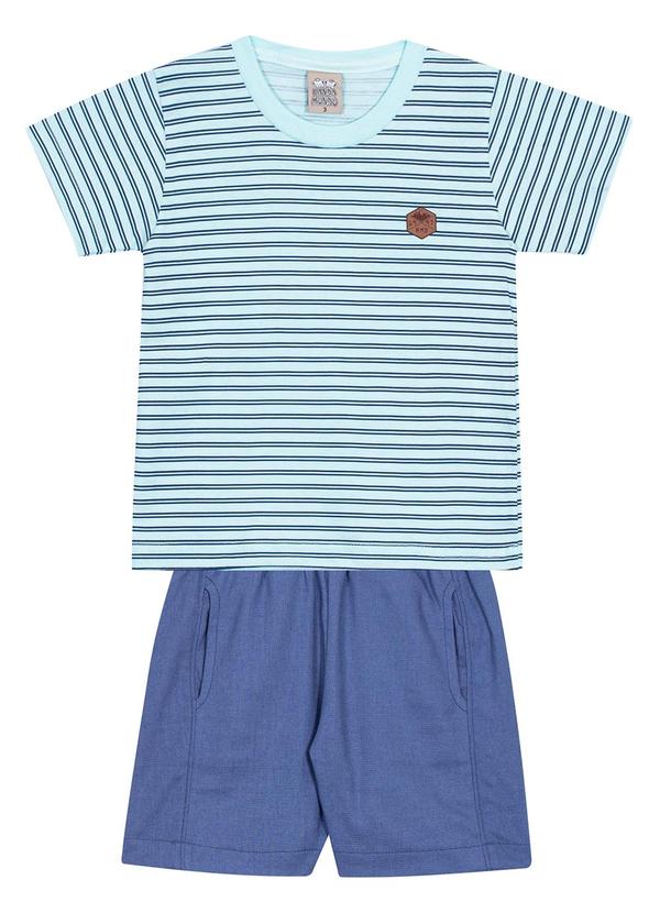 Randa Mundu - Conjunto Camiseta / Bermuda Linho Isla Azul