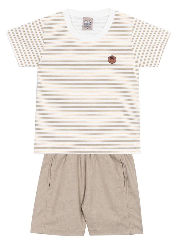 Randa Mundu - Conjunto Camiseta / Bermuda Linho Isla Branco