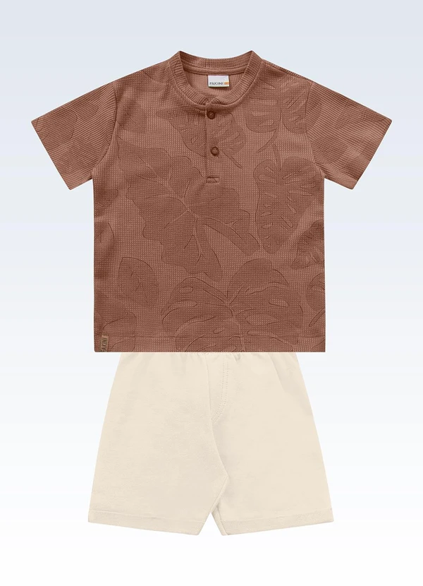 Fakini Kids - Conjunto Camiseta/Bermuda Marrom