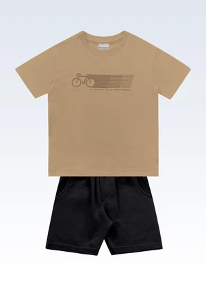 Fakini Kids - Conjunto Camiseta/Bermuda Marrom - FAKINI KIDS