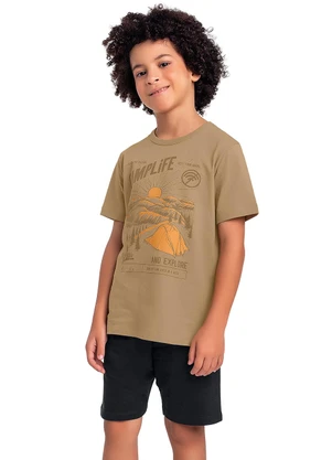 Fakini Kids - Conjunto Camiseta/Bermuda Marrom - FAKINI KIDS
