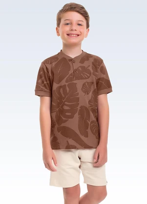 Fakini Kids - Conjunto Camiseta/Bermuda Marrom - FAKINI KIDS