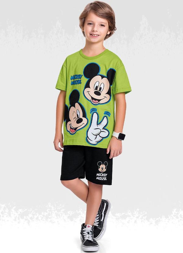Fakini Kids - Conjunto Camiseta/Bermuda Mickey Mouse Preto 1