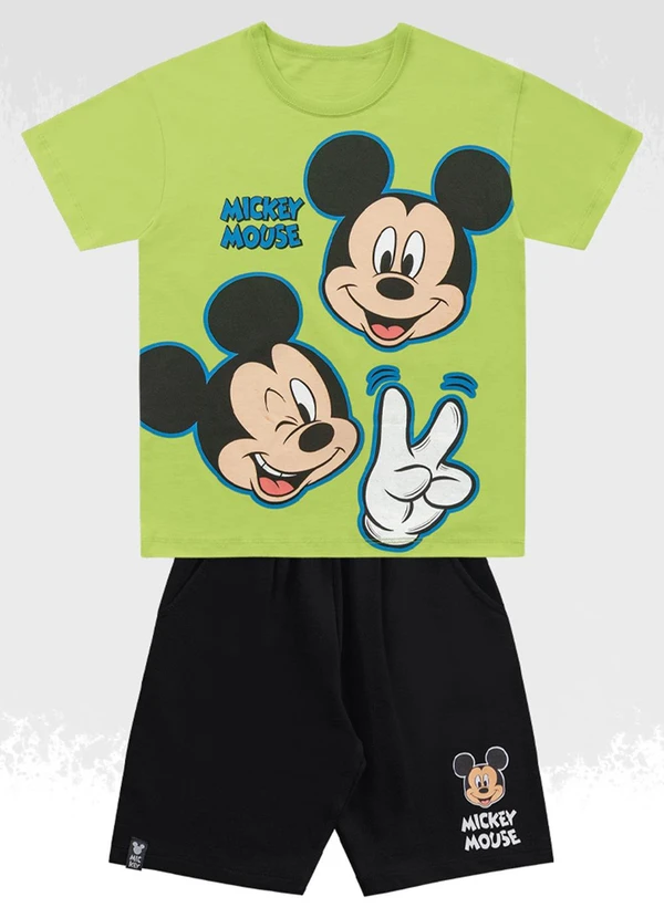 Fakini Kids - Conjunto Camiseta/Bermuda Mickey Mouse Preto 3