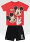 Fakini Kids - Conjunto Camiseta/Bermuda Mickey Mouse Preto - variação: Vermelho