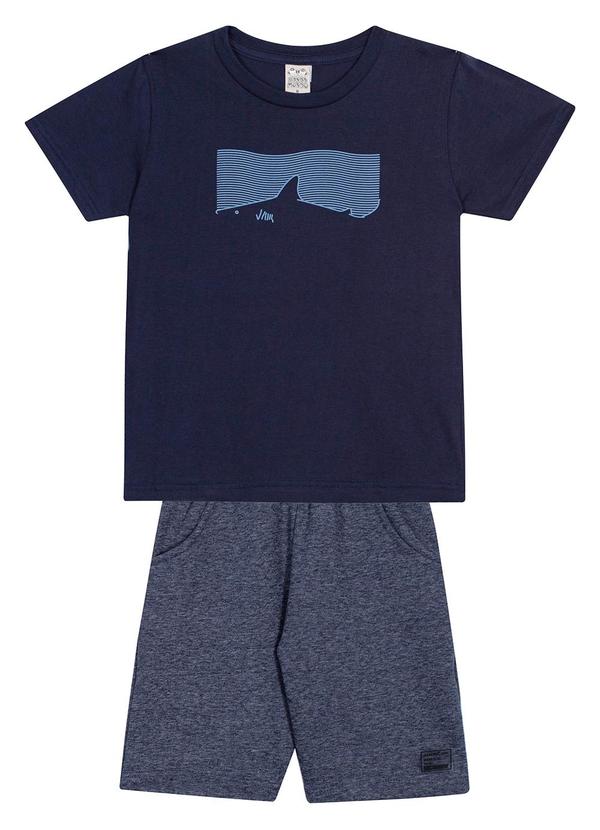 Randa Mundu - Conjunto Camiseta / Bermuda Moletom Azul