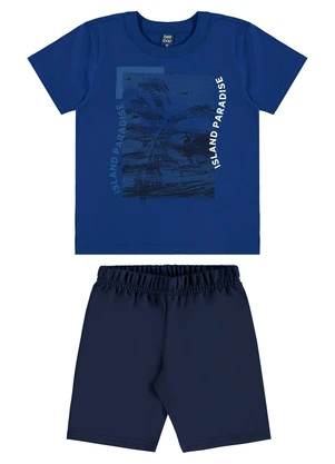 Bee Loop - Conjunto Camiseta Bermuda Moletom Azul - BEE LOOP
