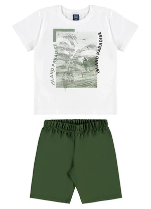 Bee Loop - Conjunto Camiseta Bermuda Moletom Branco - BEE LOOP