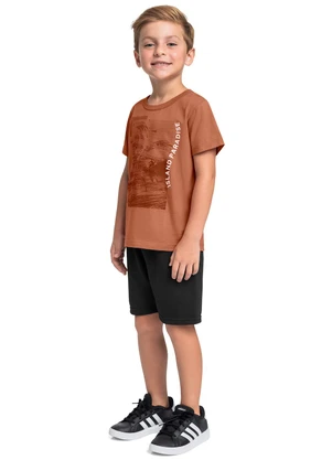 Bee Loop - Conjunto Camiseta Bermuda Moletom Marrom - BEE LOOP