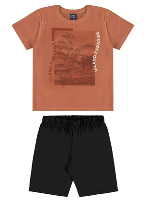 Bee Loop - Conjunto Camiseta Bermuda Moletom Marrom - BEE LOOP