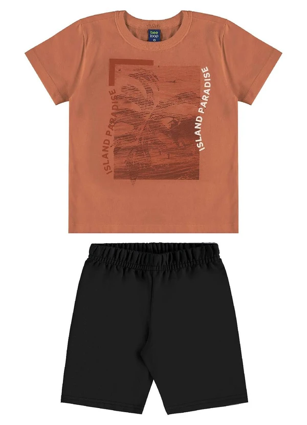 Bee Loop - Conjunto Camiseta Bermuda Moletom Marrom 2