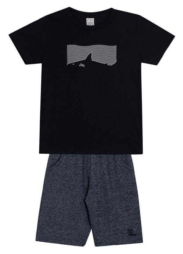 Randa Mundu - Conjunto Camiseta / Bermuda Moletom Preto