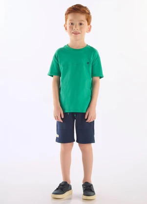 Up Baby - Conjunto Camiseta Bermuda Moletom Verde - UP BABY