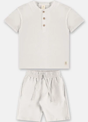 Up Baby - Conjunto Camiseta Bermuda Nature Branco - UP BABY