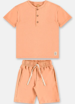 Up Baby - Conjunto Camiseta Bermuda Nature Marrom - UP BABY