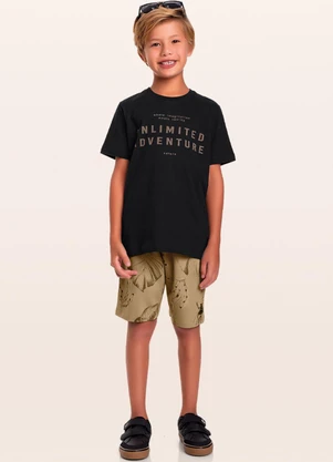 Fakini Kids - Conjunto Camiseta/Bermuda Preto - FAKINI KIDS