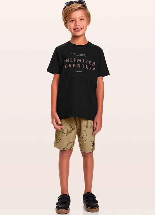 Fakini Kids - Conjunto Camiseta/Bermuda Preto