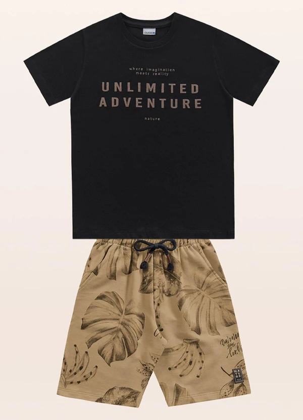 Fakini Kids - Conjunto Camiseta/Bermuda Preto 3