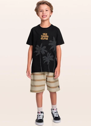 Fakini Kids - Conjunto Camiseta/Bermuda Preto - FAKINI KIDS