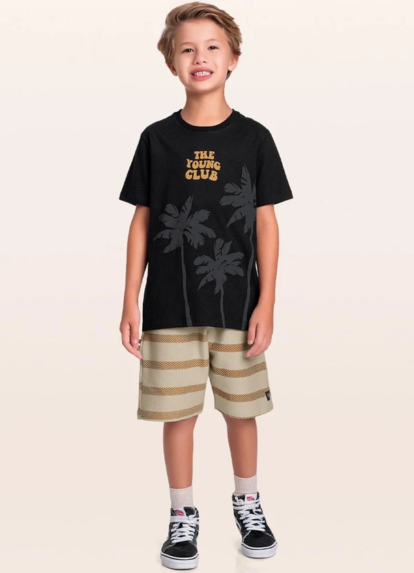Fakini Kids - Conjunto Camiseta/Bermuda Preto