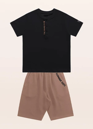 Fakini Kids - Conjunto Camiseta/Bermuda Preto - FAKINI KIDS