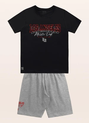 Fakini Kids - Conjunto Camiseta/Bermuda Preto - FAKINI KIDS