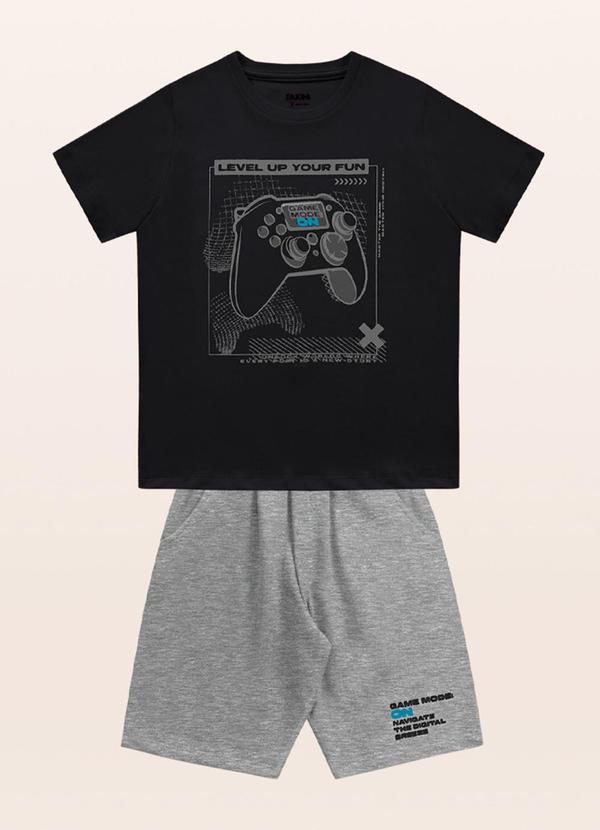 Fakini Kids - Conjunto Camiseta/Bermuda Preto