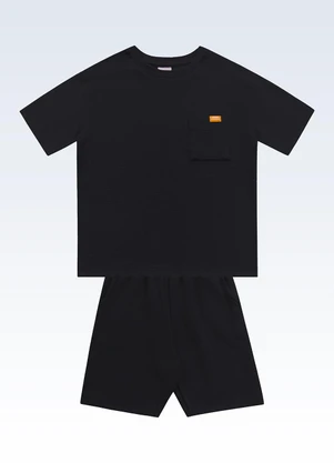 Fakini Kids - Conjunto Camiseta/Bermuda Preto - FAKINI KIDS