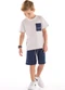 Quimby - Conjunto Camiseta Bermuda Bege - variação: Branco
