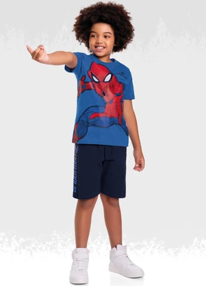Homem Aranha - Conjunto Camiseta/Bermuda Spider-Man Azul - HOMEM ARANHA