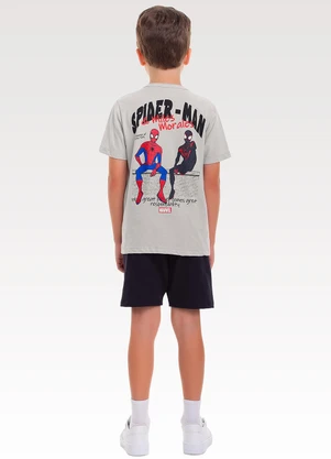 Fakini Kids - Conjunto Camiseta/Bermuda Spider-Man Cinza - FAKINI KIDS