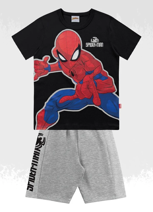 Homem Aranha - Conjunto Camiseta/Bermuda Spider-Man Preto