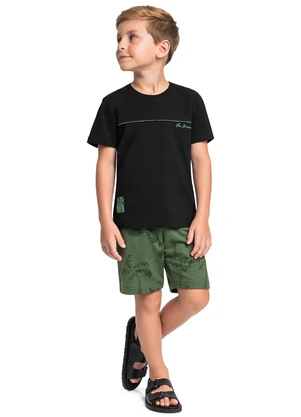 Conjunto Camiseta Bermuda Tropical Bee Loop Preto - BEE LOOP
