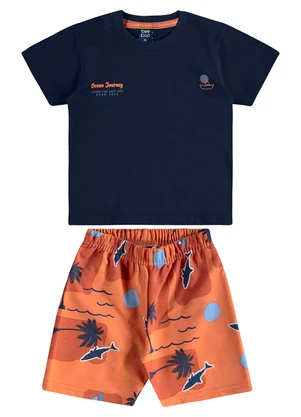 Conjunto Camiseta Bermuda Tubarão Bee Loop Azul - BEE LOOP