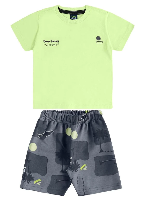 Bee Loop - Conjunto Camiseta Bermuda Tubarão Verde 2