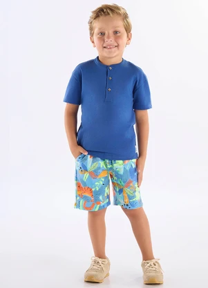 Up Baby - Conjunto Camiseta Bermuda Azul - UP BABY
