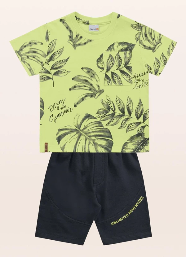 Fakini Kids - Conjunto Camiseta/Bermuda Verde 2