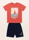 Fakini Kids - Conjunto Camiseta/Bermuda Branco - variação: Laranja