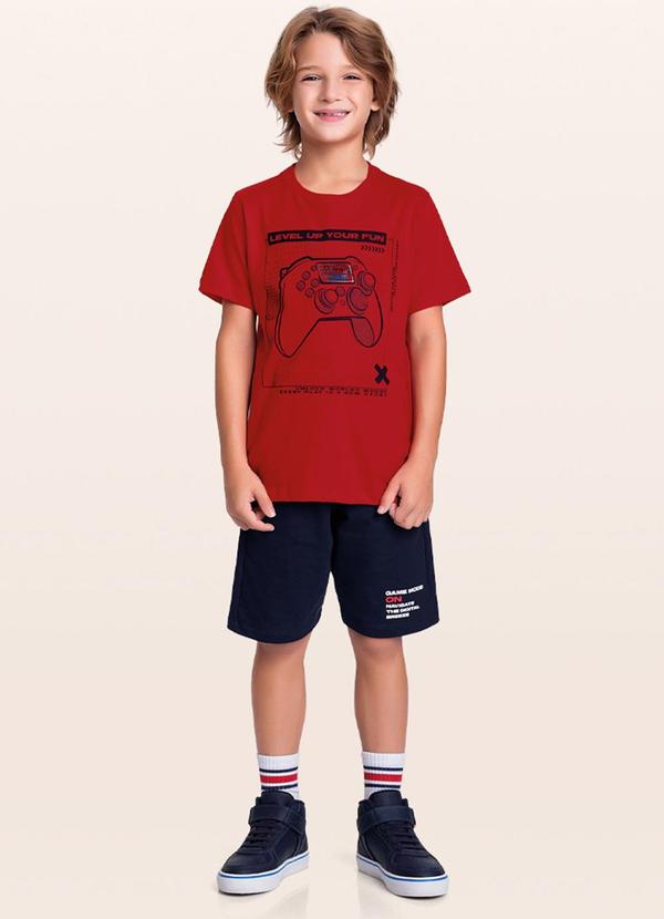 Fakini Kids - Conjunto Camiseta/Bermuda Vermelho