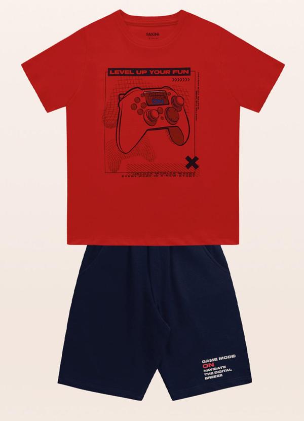 Fakini Kids - Conjunto Camiseta/Bermuda Vermelho 3