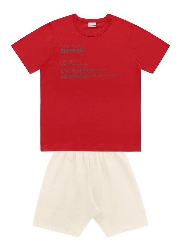 Fakini Kids - Conjunto Camiseta/Bermuda Vermelho