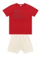 Fakini Kids - Conjunto Camiseta/Bermuda Bege - variação: Vermelho