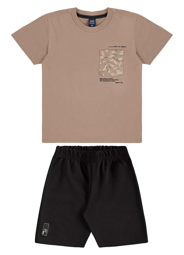 Bee Loop - Conjunto Camiseta Bolso Bermuda Marrom 1