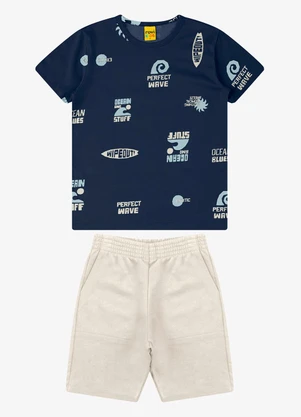Rovi Kids - Conjunto Camiseta com Bermuda Azul - ROVI KIDS